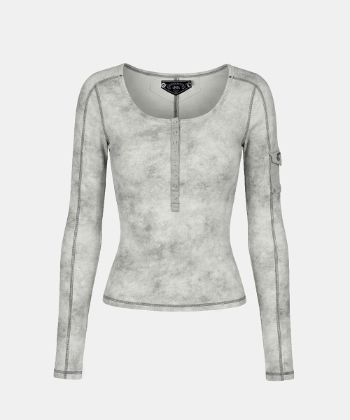 배드블러드(BADBLOOD) Viper Cotton Rib Henley Neck Long Sleeve