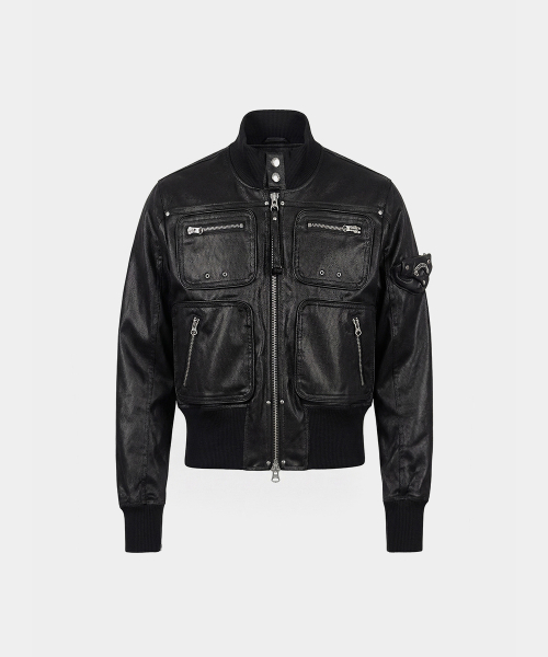 Laguna High-Neck Bomber Jacket - Coated Black