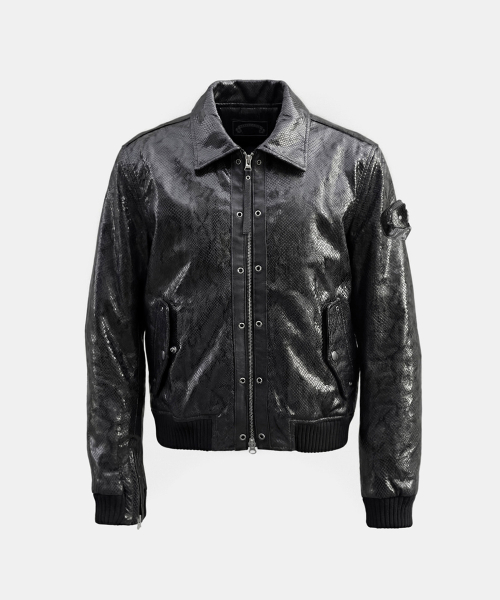 Monza Eyelet Bomber Jacket - Python Leather