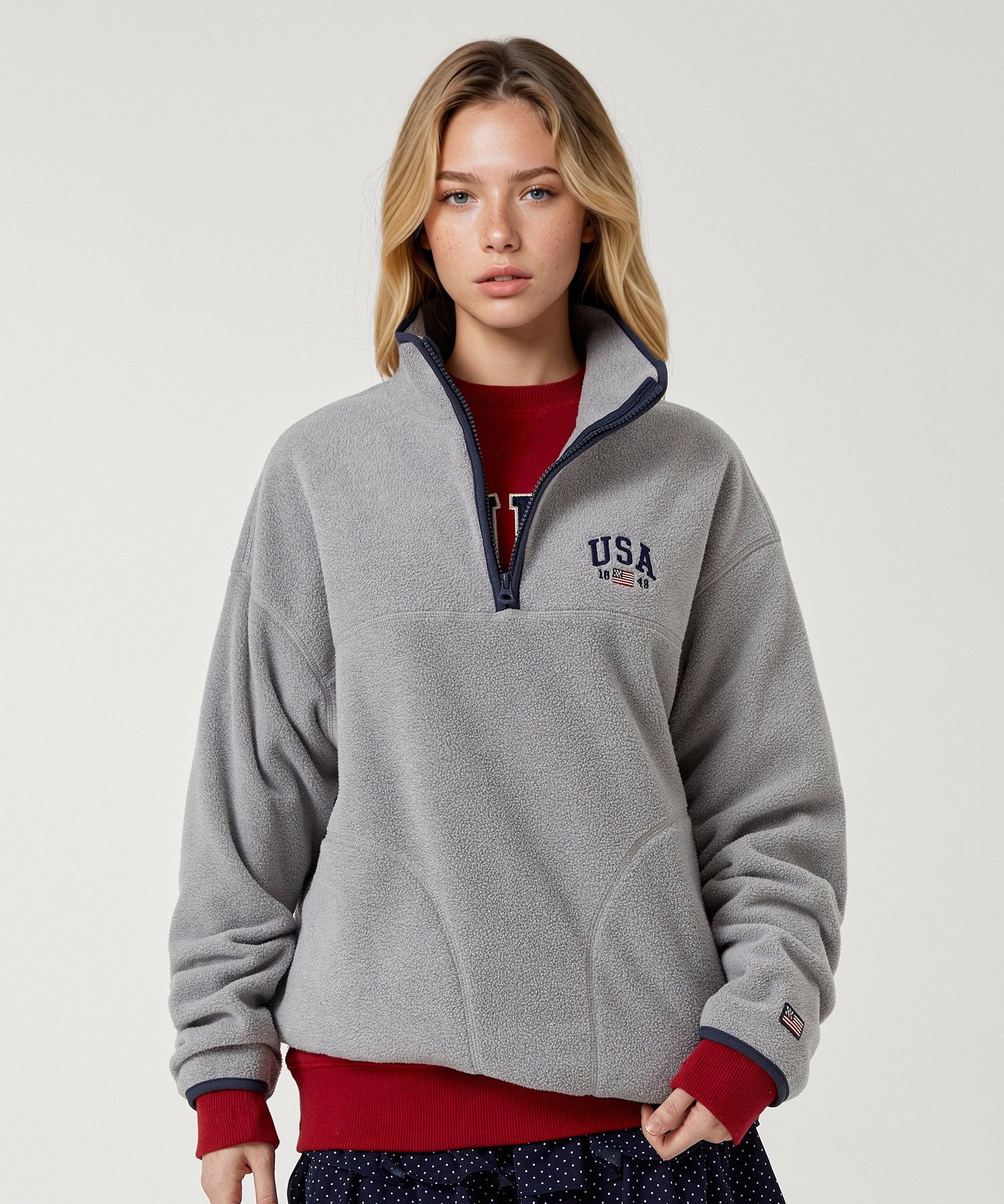 USA Fleece Half Zip-up / WHMAG2291U