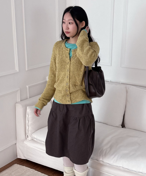 (Womens) Буклированный кардиган-Olive