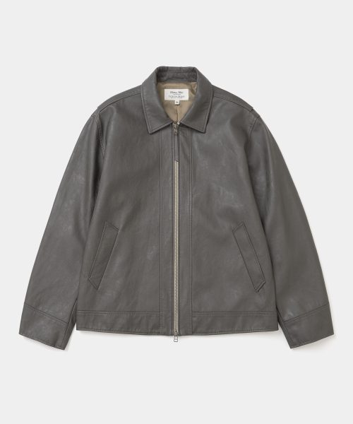 faux leather single jacket grey
