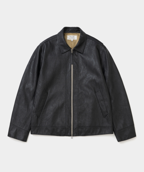 faux leather single jacket black