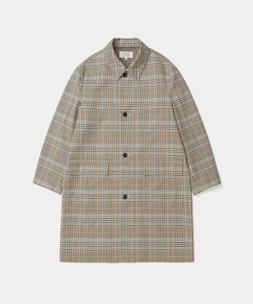 light single long coat beige check