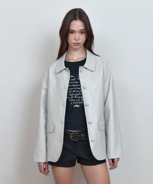 C ROSE-STITCH LEATHER куртка_серое