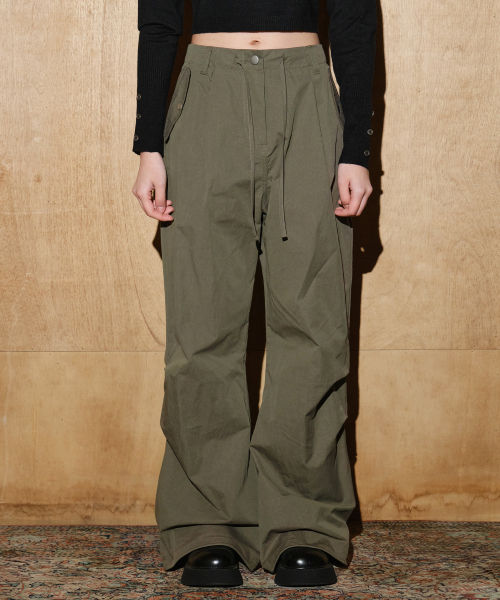Нейлоновые брюки с карманами и завязками (Khaki)