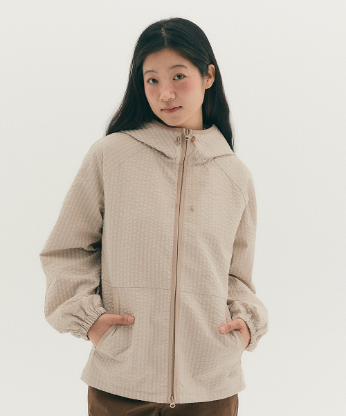 Клетчатая ветровка с капюшоном Beige