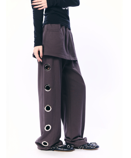 BOLD EYELET SKIRT PANTS / MOCHA