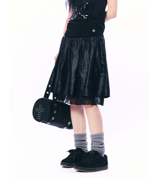 CHIFFON LAYERED SKIRT / BLACK