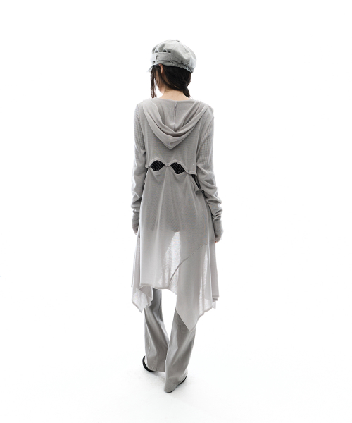 Detach Panel Knit Hoodie / Grey