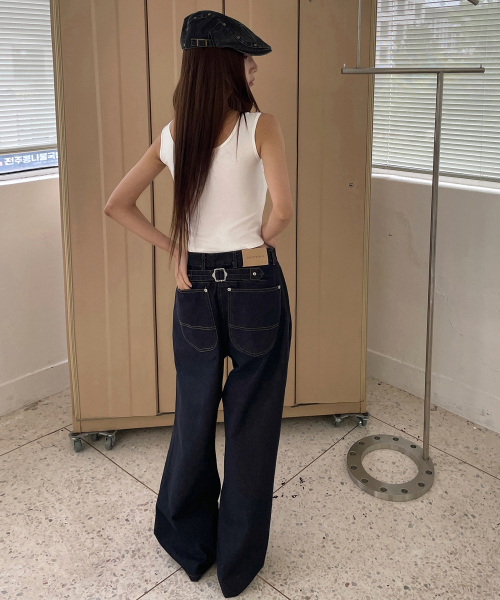 【WTW】CATALINA SOFA2 DENIM STITCH + 専用LEG MUSINSA公式 | DECET WOMEN Cinchback Barrel Wide Leg Jeans
