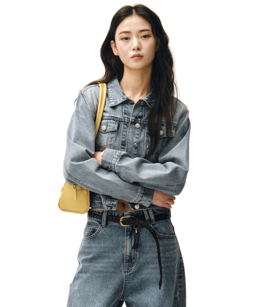 Cropped Denim Jacket DCWJK002LIGHTBLUE