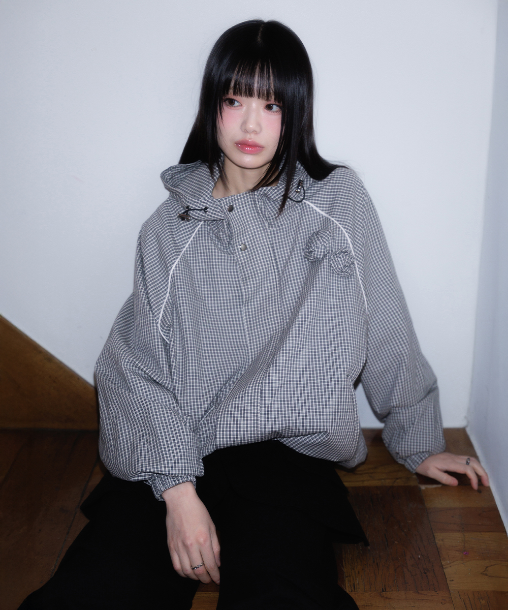 Rose Corsage Check Windbreaker [чёрный]