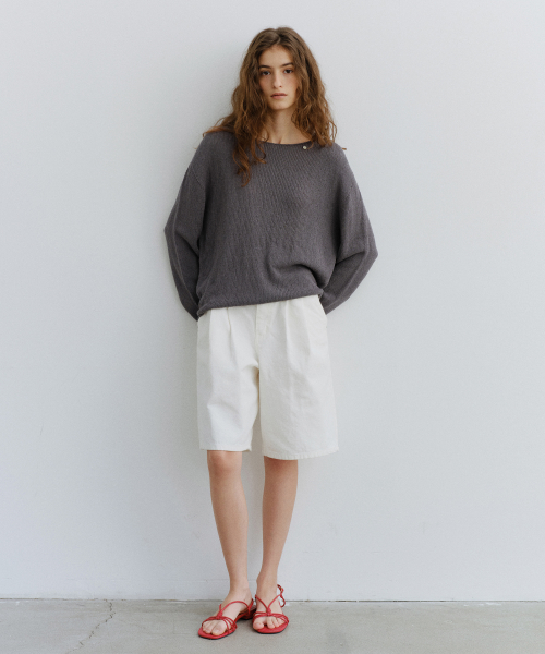 Two-tuck bermuda denim pants