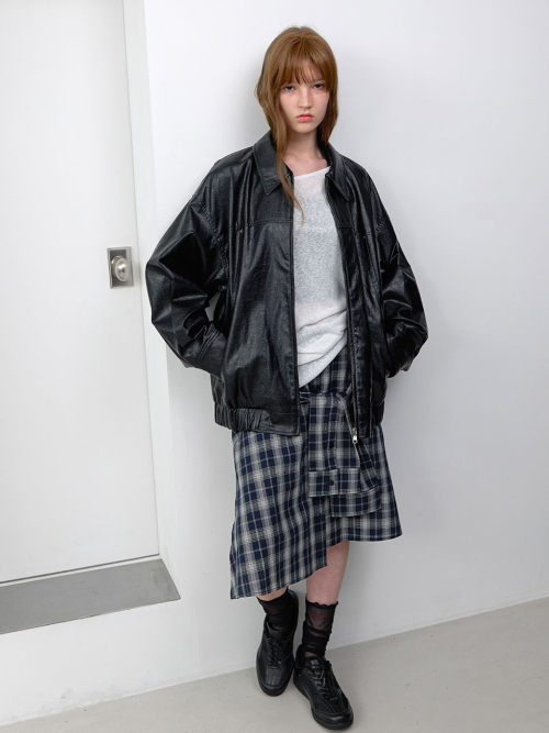 CRINCLE LEATHER OVERSIZED JUMPER (JP-601)