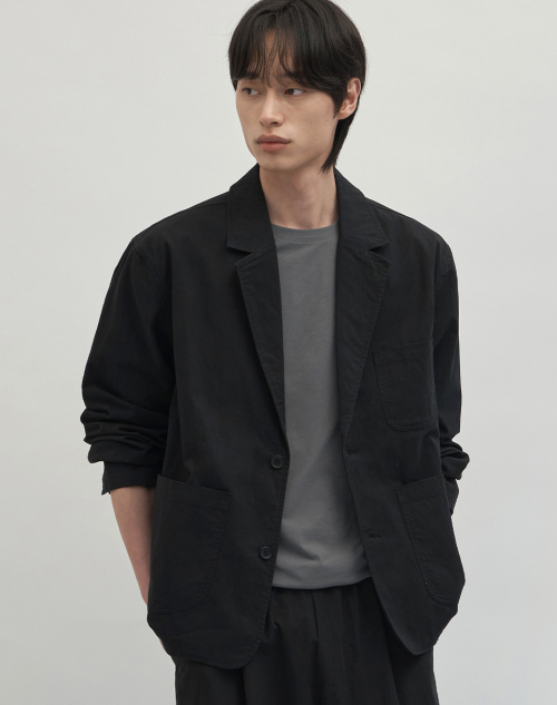 레비 세미 오버핏 코튼 블레이저 [블랙]