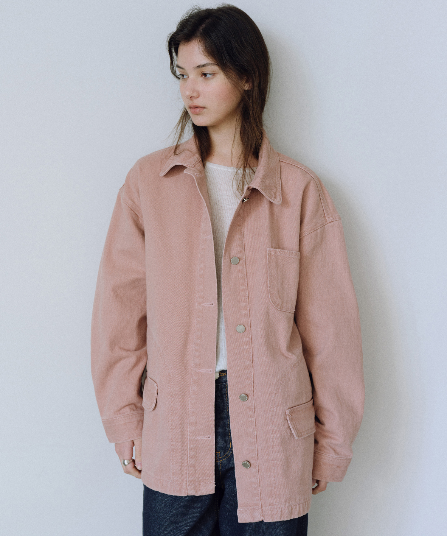Washed denim work jacket