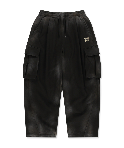 CRUSH TAG WASHED CARGO PANTS - BLACK