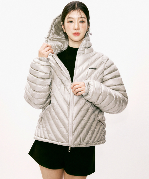 NICOLE LIGHT WEIGHT HOODY PADDING LIGHT GRAY