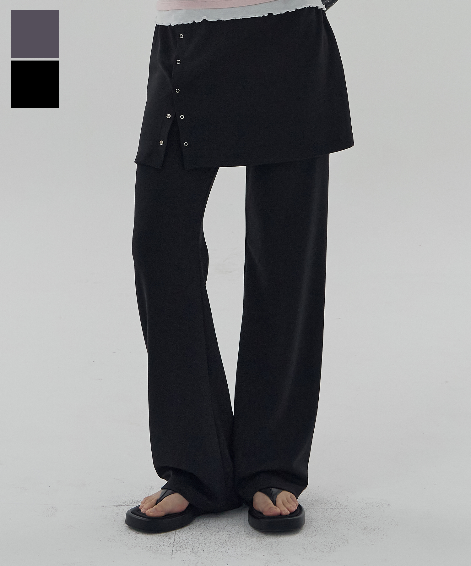 D. BASIC STUD SKIRT PANTS - 2 COLOR