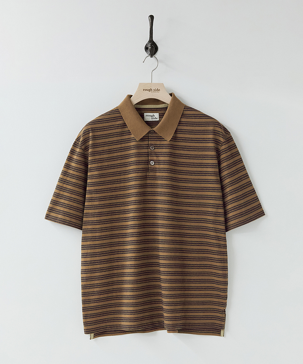 Multi полоса Polo рубашка Camel