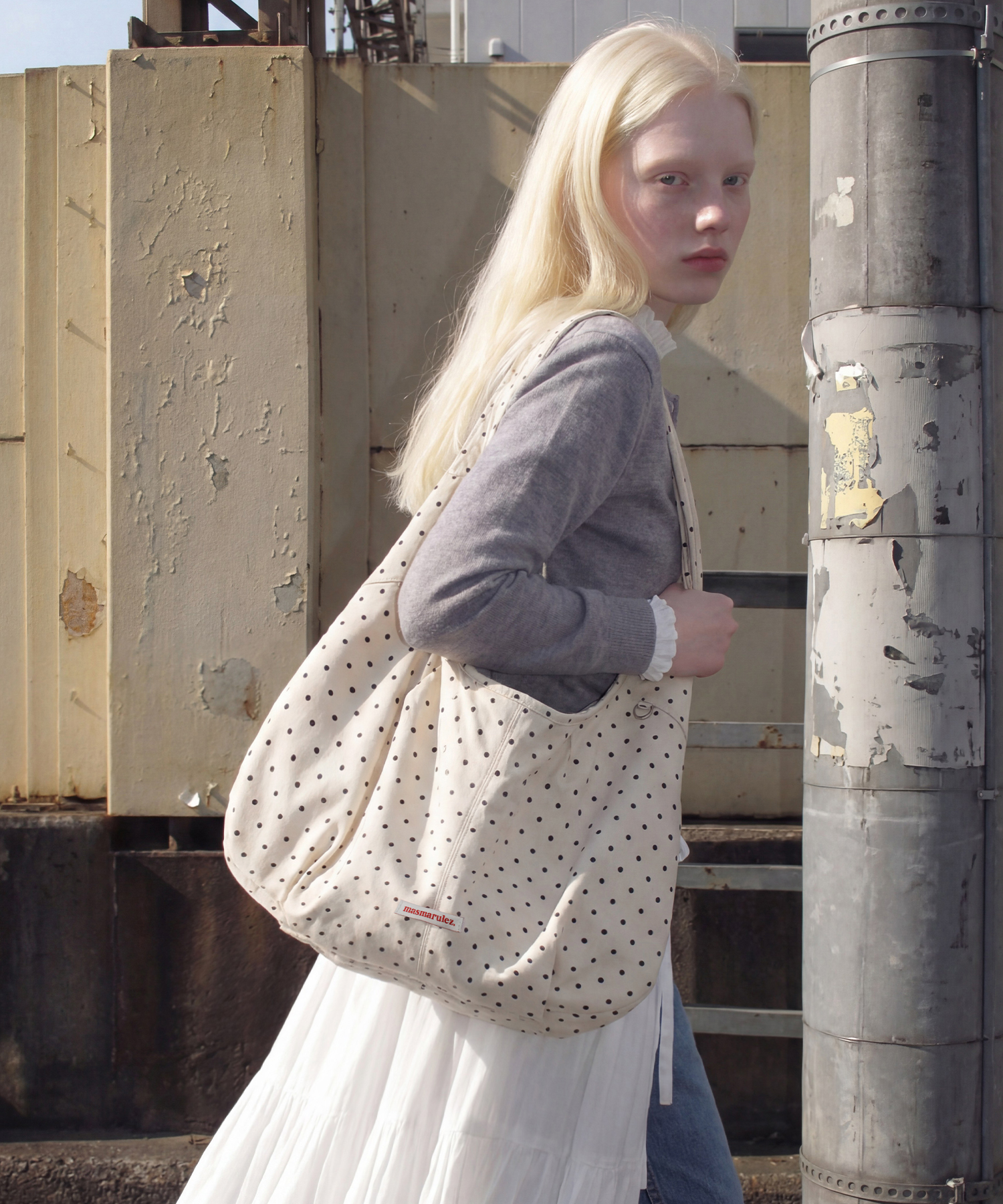 Drop eco плечевая bag_Dot ivory