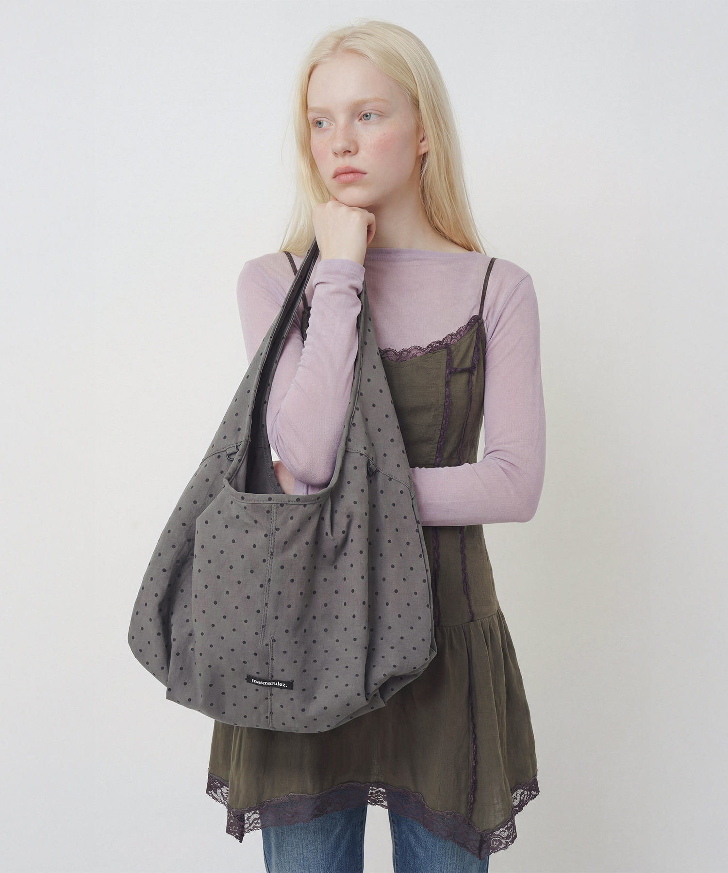 Drop eco плечевая bag_Dot уголь
