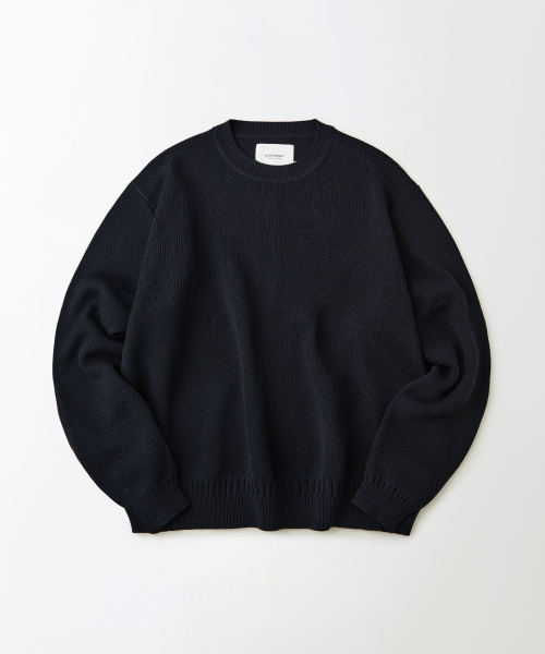 лён FISHERMAN CREW NECK KNIT_NAVY