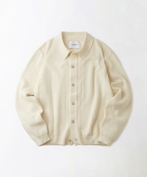 LS полоса воротник KNIT CARDIGAN_IVORY