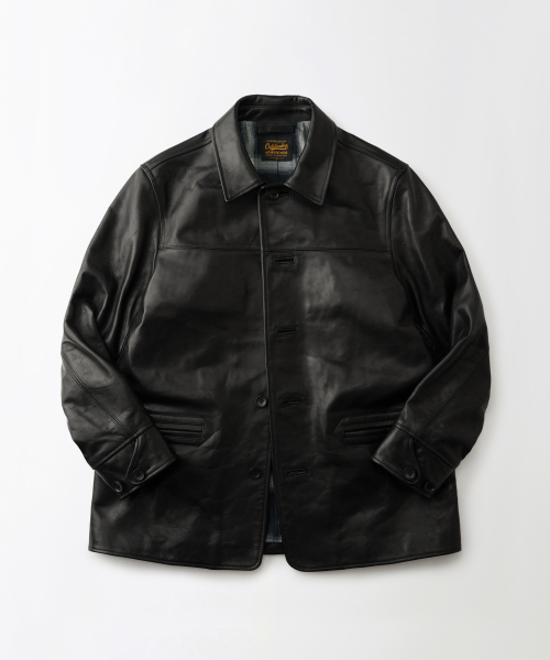 WASHED COWHIDE CAR COAT_BLACK