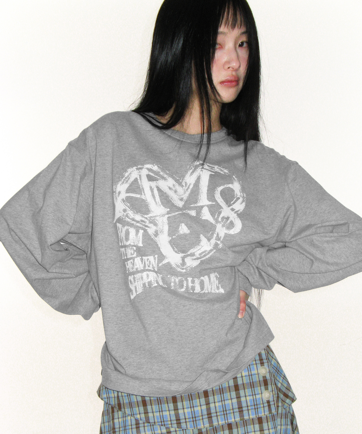 AMES HEART GRAPHIC LS тфутболка серый
