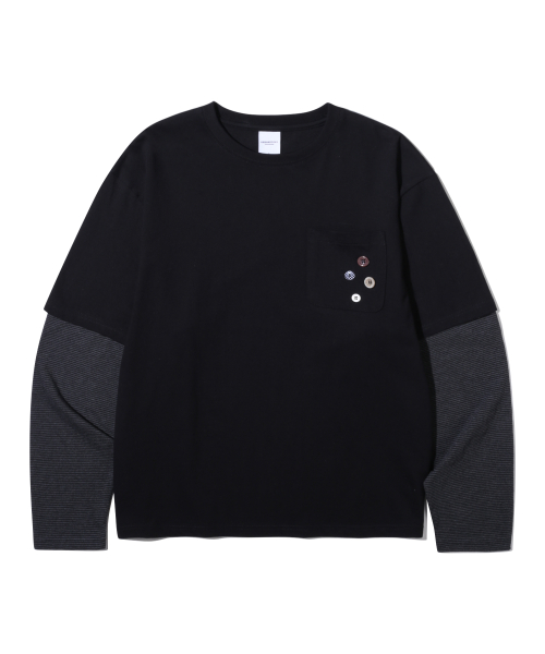 Лонгслив с декоративными пуговицами (Black)