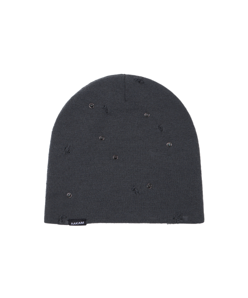 Rhinestone Damaged Long Beanie (Gray)