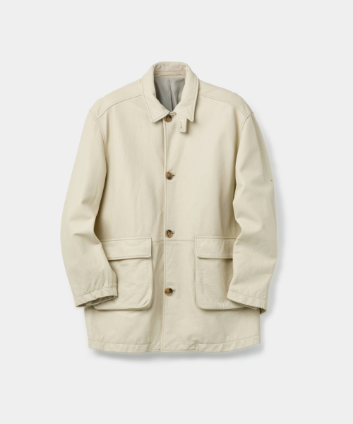 Кожаное автопальто с варкой (Cream Beige)