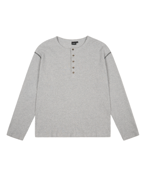 トップス aakam Waffle Henry Neck Long Sleeve 2 MUSINSA | AAKAM Henry Neck Waffle Long Sleeve (Gray)