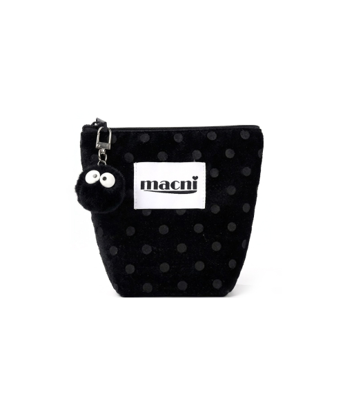DOT VELVET STANDY POUCH BLACK