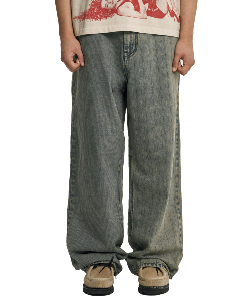 Stripe Contrast Jeans [SAND]