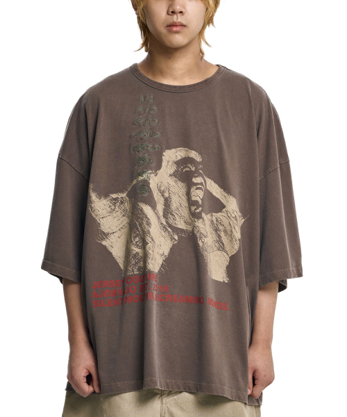 MUSINSA | AJOBYAJO Soundless Wailing Wide T-Shirt [CHARCOAL]