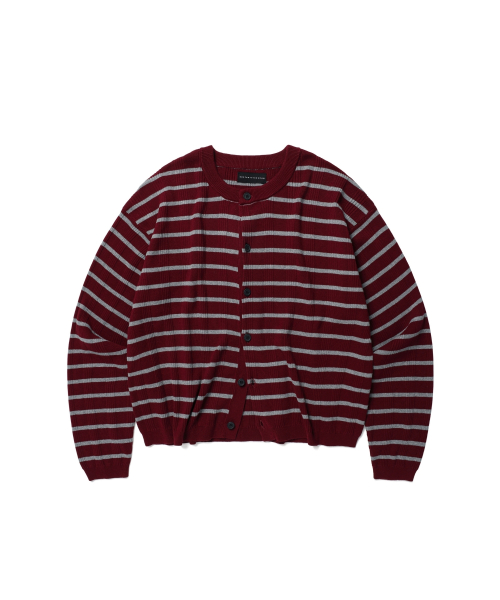 Укороченный кардиган ESS в полоску - Burgundy