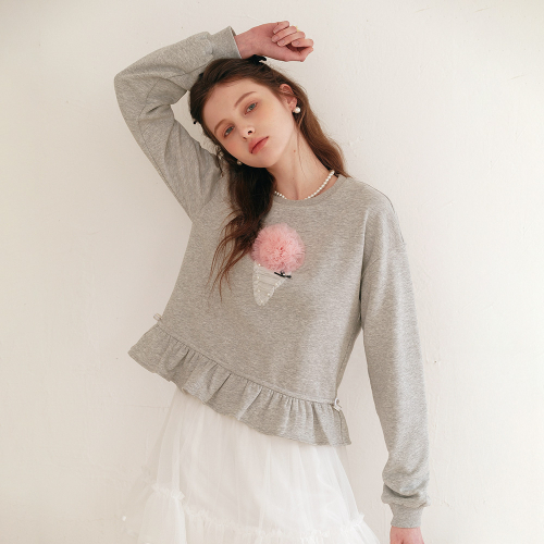 Cest_Ice cream frill sweatshirt