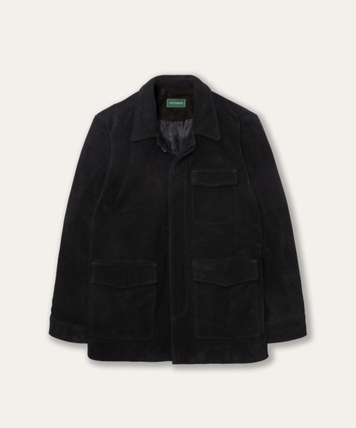Button Up Suede Jumper Black