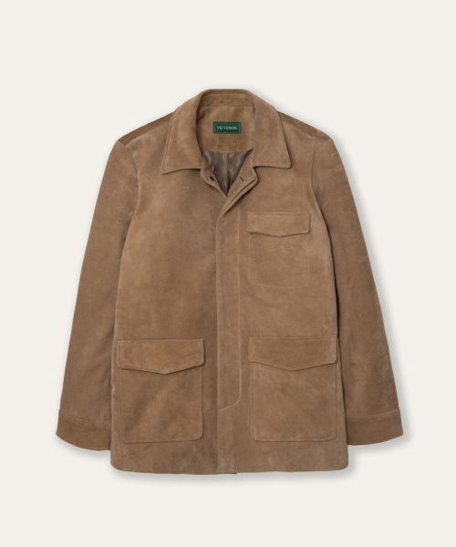Button Up Suede Jumper Camel