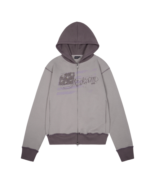 MUSINSA公式 | AAKAM Star-Spangled Zip-Up hoodie (Brown)
