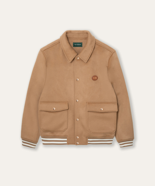 Wool Varsity Jacket Camel