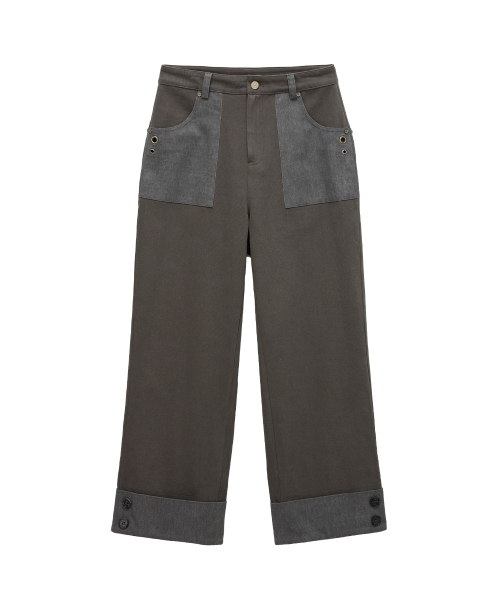 DD dyed fatigue roll-up pants (CHARCOAL)