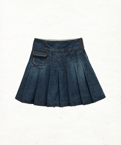 DD four-stitch denim skirt (INDIGO)