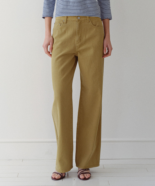 COLOR COTTON STRAIGHT PANTS - MUSTARD