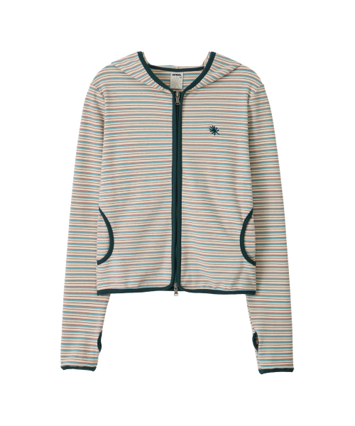 DD stripe trim hoodie zip-up (MINT)