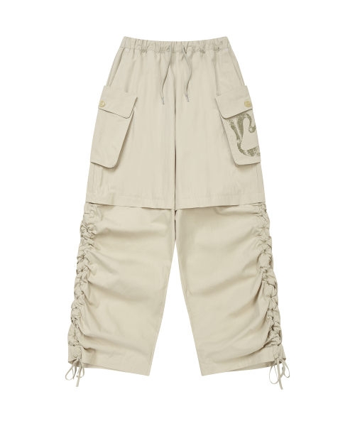 Брюки карго со сборками и завязками Beige