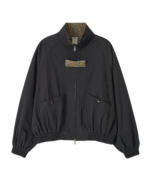 DD floral lining tab jacket (BLACK)